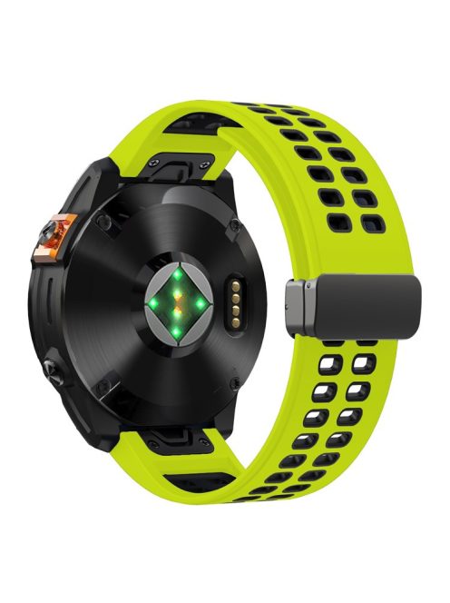 KALEBOL KLB-SSGJ-003 For Garmin Fenix 7X / 7X Pro Watch Band QuickFit 26mm Magnetic Buckle Silicone Band - Lime+Black