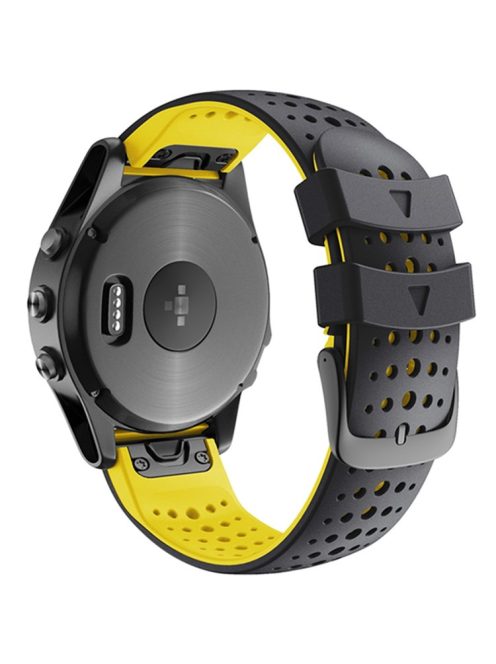 KALEBOL KLB-SSPWGJ-001 For Garmin Fenix 6X / Fenix 7X / Instinct 2X Watchband QuickFit 26mm Silicone Watch Bracelet - Black+Yellow