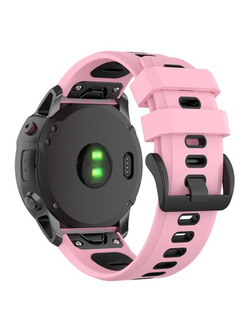 KALEBOL KLB-SSPWGJ-001 For Garmin Fenix 7S / 7S Pro / QuickFit Silicone Watch Band 20mm Replacement Strap - Pink / Black