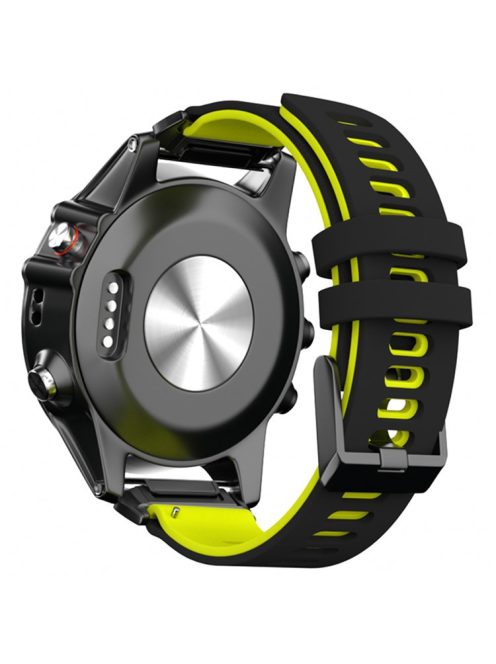 KALEBOL KLB-SSSCGJ-001 For Garmin Fenix 7  /  7 Pro Watch Bracelet QuickFit 22mm Strap with Dual Color Design - Black +Yellow