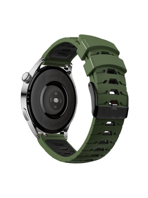 KALEBOL KLB-SSTXGJ-001 For Samsung Galaxy Watch6 Classic 43mm / 47mm / GarminActive 20mm Silicone Trapezoidal Watch Strap - Army Green+Black