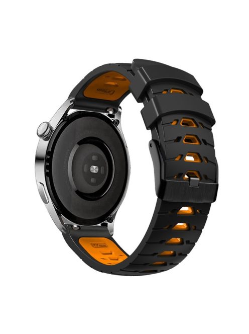 KALEBOL KLB-SSTXGJ-001 For Samsung Galaxy Watch6 Classic 43mm / 47mm / GarminActive 20mm Silicone Trapezoidal Watch Strap - Black+Orange