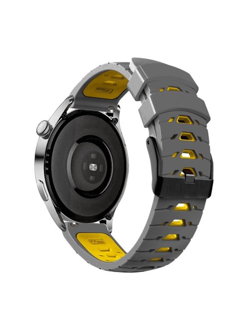 KALEBOL KLB-SSTXGJ-001 For Samsung Galaxy Watch6 Classic 43mm / 47mm / GarminActive 20mm Silicone Trapezoidal Watch Strap - Grey+Yellow