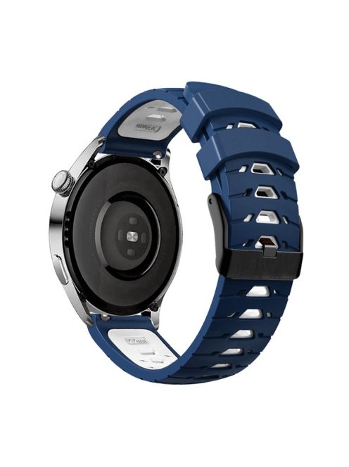 KALEBOL KLB-SSTXGJ-001 For Samsung Galaxy Watch6 Classic 43mm / 47mm / GarminActive 20mm Silicone Trapezoidal Watch Strap - Midnight Blue+White