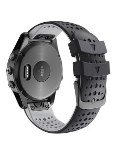   KALEBOL KLB-SSYKGJ-001 For Garmin Fenix 7  /  7 Pro Watch Bracelet Dual Color QuickFit 22mm Replacement Strap - Black+Grey