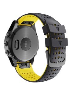   KALEBOL KLB-SSYKGJ-001 For Garmin Fenix 7  /  7 Pro Watch Bracelet Dual Color QuickFit 22mm Replacement Strap - Black+Yellow