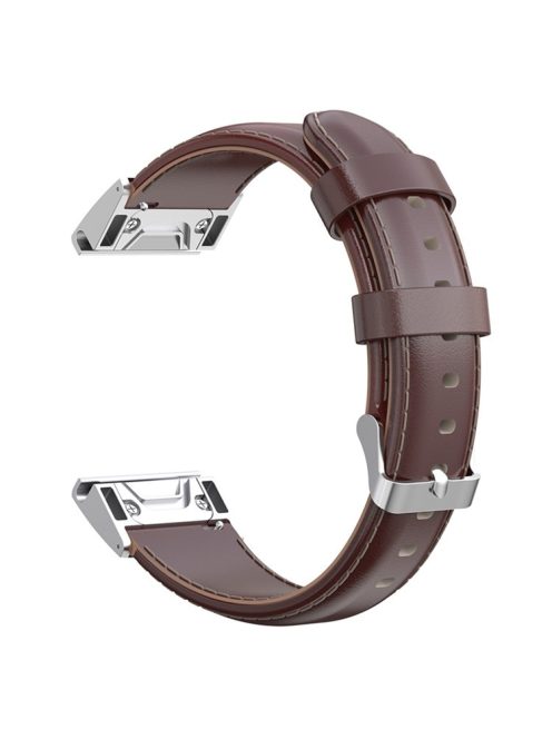 KALEBOL KLB-YLZP-001 For Garmin Fenix 7 / 7 Pro Watch Strap QuickFit 22mm Genuine Cow Leather Band - Brown