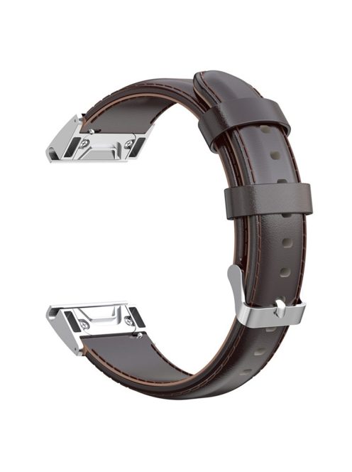 KALEBOL KLB-YLZP-001 For Garmin Fenix 7 / 7 Pro Watch Strap QuickFit 22mm Genuine Cow Leather Band - Coffee