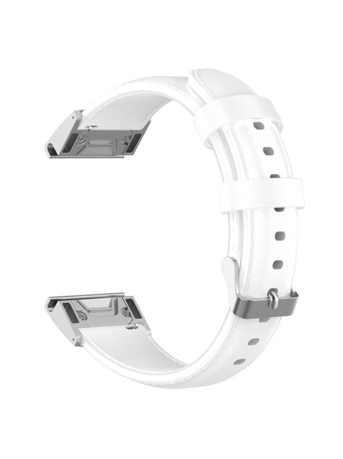 KALEBOL KLB-YLZP-001 For Garmin Fenix 7X  /  7X Pro Strap Replacement QuickFit 26mm Genuine Cow Leather Watchband - White