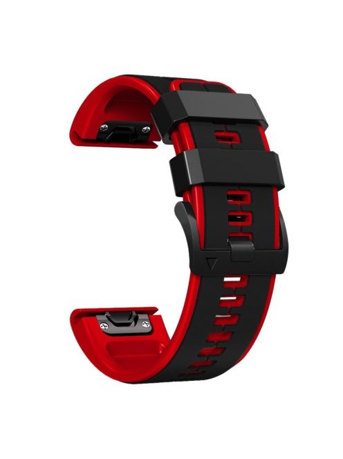 KALEBOL KLB-ZWGJ-001 For Garmin Fenix 7 / 7 Pro Silicone Watch Band QuickFit 22mm Dual Color Strap - Black+Red