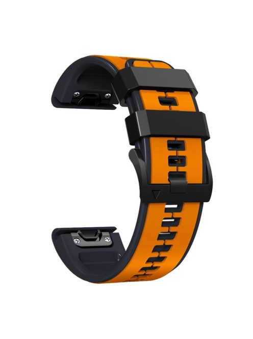 KALEBOL KLB-ZWGJ-001 For Garmin Fenix 7 / 7 Pro Silicone Watch Band QuickFit 22mm Dual Color Strap - Orange+Black