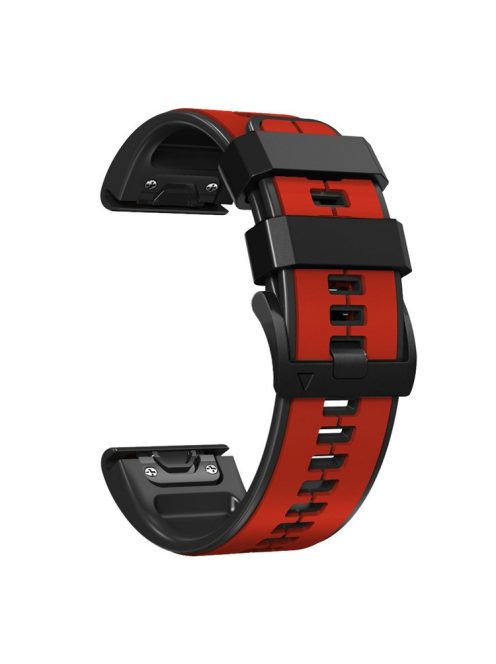 KALEBOL KLB-ZWGJ-001 For Garmin Fenix 7 / 7 Pro Silicone Watch Band QuickFit 22mm Dual Color Strap - Red+Black