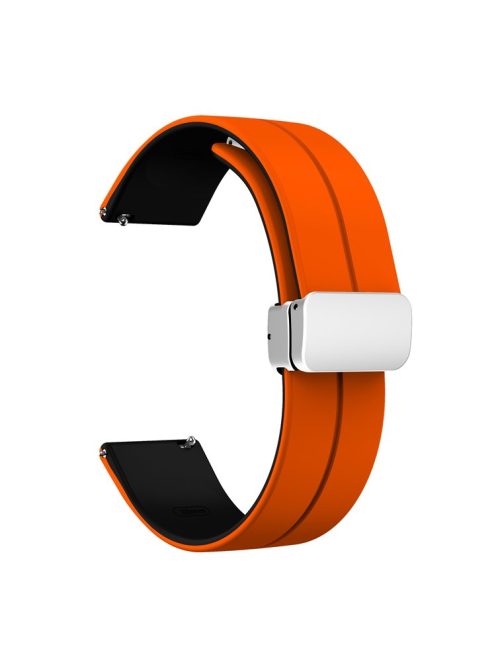 Magnetic Silicone Strap for Garmin vivomove Trend / Style / Luxe , Dual Color 20mm Watch Band with Silver Folding Buckle - Orange+Black