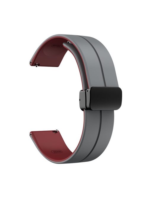 Magnetic Watch Band for Garmin vivomove Trend / Style / Luxe , 20mm Silicone Dual Color Sport Straps with Black Folding Buckle - Grey+Wine Red