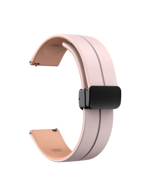 Magnetic Watch Band for Garmin vivomove Trend / Style / Luxe , 20mm Silicone Dual Color Sport Straps with Black Folding Buckle - Pink+Rose Pink