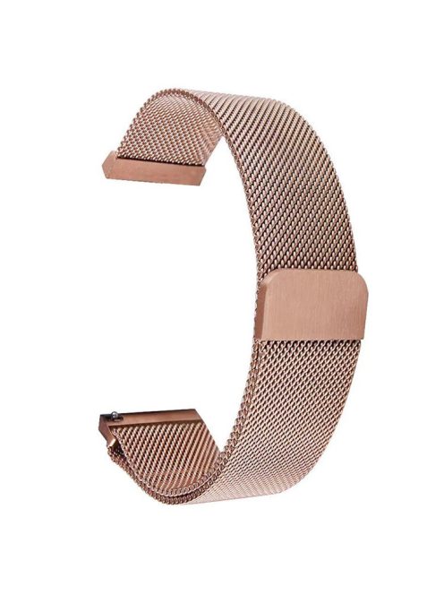 Milanese Mesh Band for Garmin Forerunner 255S / Xiaomi Mi Watch , 18mm Stainless Steel Magnetic Wristband - Rose Gold