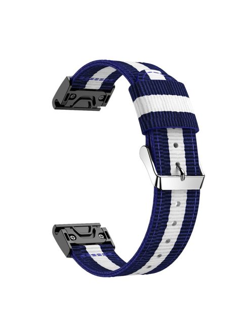 Nylon Watch Band Strap Replacement for Garmin Fenix 5 - Blue / White / Blue