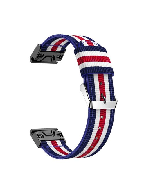 Nylon Watch Band Strap Replacement for Garmin Fenix 5 - Blue / White / Red / White / Blue