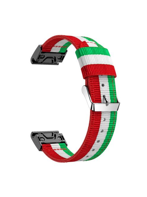 Nylon Watch Band Strap Replacement for Garmin Fenix 5 - Green / White / Red