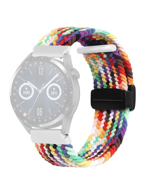 Nylon Watch Bands for Garmin vivomove Trend / Style / Luxe , 20mm Folding Buckle Adjustable Braided Strap - Rainbow