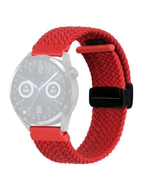 Nylon Watch Bands for Garmin vivomove Trend / Style / Luxe , 20mm Folding Buckle Adjustable Braided Strap - Red