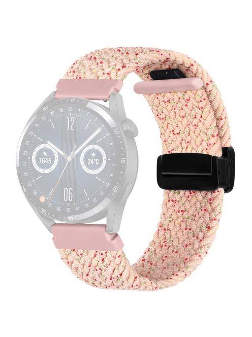 Nylon Watch Bands for Garmin vivomove Trend / Style / Luxe , 20mm Folding Buckle Adjustable Braided Strap - Starlight Pink