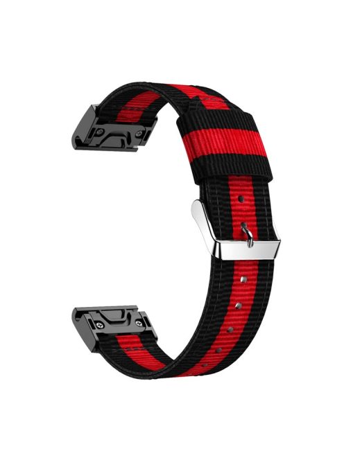 Nylon Watch Wrist Strap Replacement for Garmin Fenix 5X - Black / Red / Black