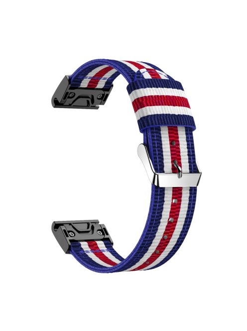 Nylon Watch Wrist Strap Replacement for Garmin Fenix 5X - Blue / White / Red / White / Blue