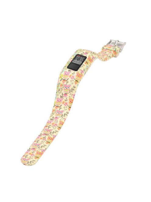 Pattern Printing Adjustable Sports Flexible Silicone Watch Band for Garmin Vivofit JR - Owls