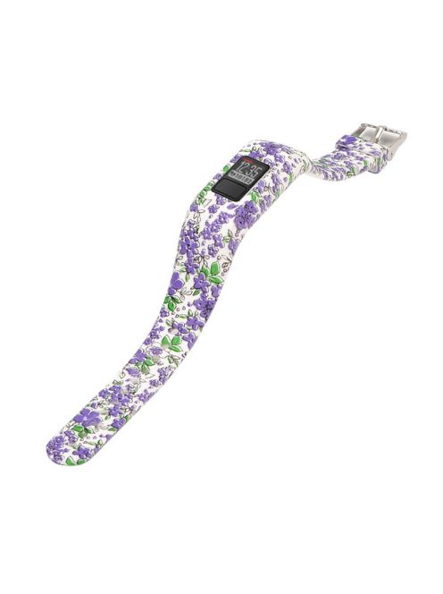 Pattern Printing Adjustable Sports Silicone Replacement Wrist Watch Strap for Garmin Vivofit JR - Orchid