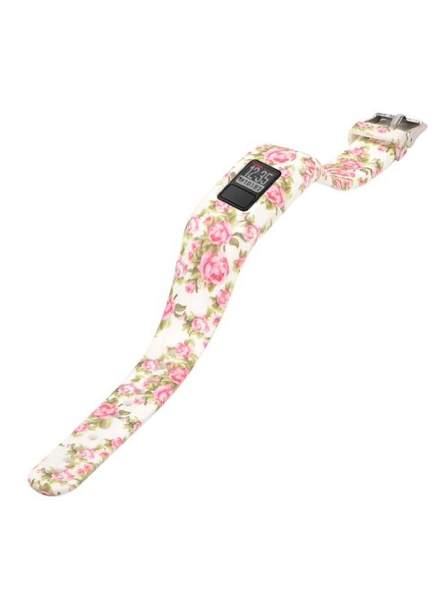 Pattern Printing Adjustable Sports Silicone Watch Band for Garmin Vivofit JR - Camellia