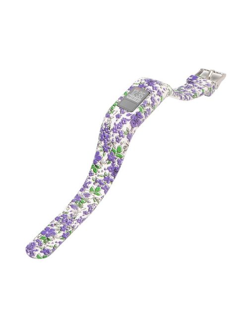 Pattern Printing Silicone Watch Band for Garmin Vivofit 3, Replacement Wrist Strap, Length: 23cm - Orchid