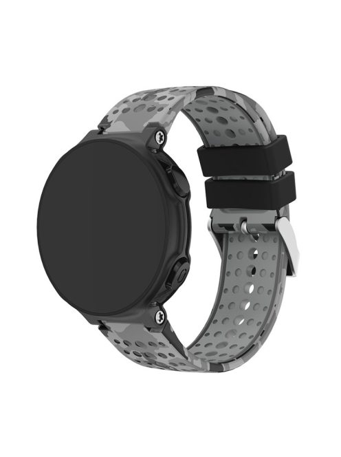 Pattern Printing Soft Silicone Watch Band for Garmin Forerunner 220/230/235/620/63 - Black/Grey