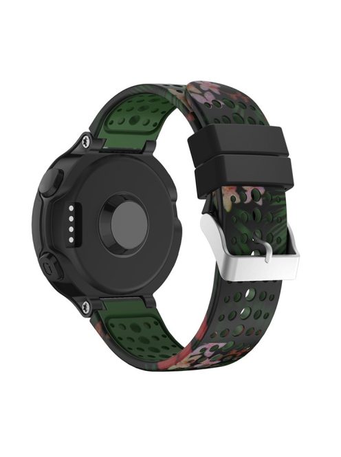 Pattern Printing Soft Silicone Watch Band for Garmin Forerunner 220/230/235/620/63 - Green/Red