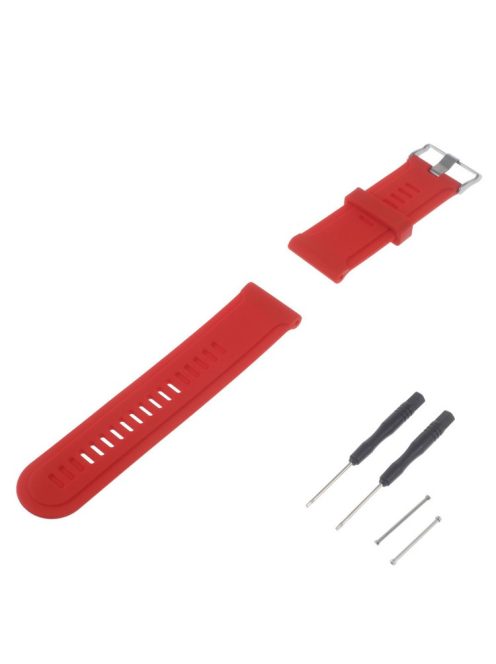 Silicone Gel Watchband + Lugs Adapters + Tools for Garmin Fenix 3 HR - Red