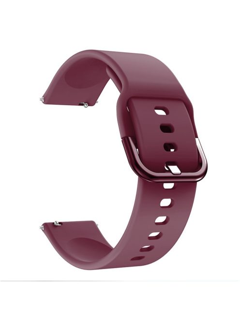 Silicone Solid Color Watch Strap for Garmin Vivoactive 4S, Vivomove 3S, Etc - Wine Red