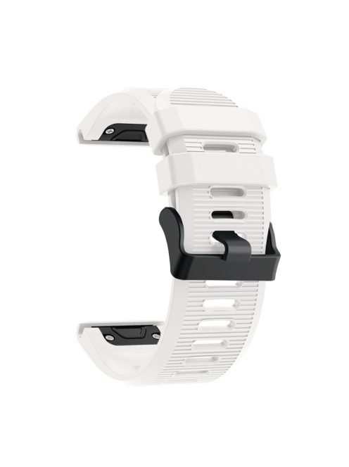 Silicone Sport Watch Band with Black PC Buckle for Garmin Fenix 5X Plus - White