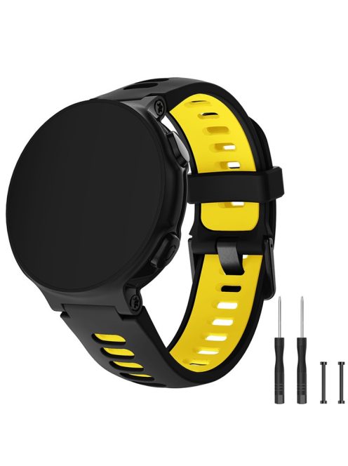 Silicone Watch Band Black Buckle with Connecting Rods for Garmin Forerunner 735XT 220 230 235 620 630 - Black / Yellow