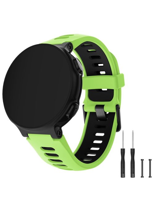 Silicone Watch Band Black Buckle with Connecting Rods for Garmin Forerunner 735XT 220 230 235 620 630 - Green / Black