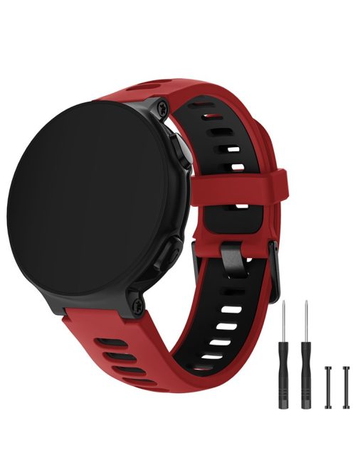 Silicone Watch Band Black Buckle with Connecting Rods for Garmin Forerunner 735XT 220 230 235 620 630 - Red / Black