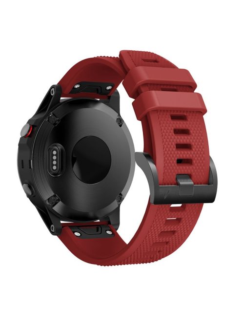 Silicone Watch Band for Garmin Fenix 5 Adjustable Smart Watch Strap with Black Triangle Buckle - Red