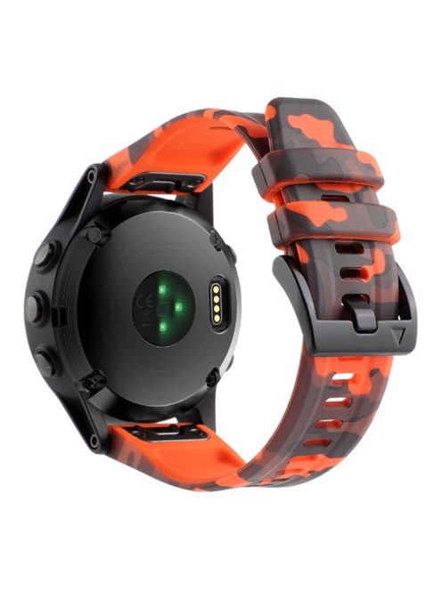 Silicone Watch Band for Garmin Fenix 7X / 6X , Camouflage Pattern 26mm Quick Release Casual Strap - Camouflage Orange