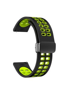   Silicone Watch Band for Garmin Forerunner 265 / Honor Watch GS 3i , 22mm Dual-color Magnetic Strap with Black Folding Buckle - Black+Fluorescent Green