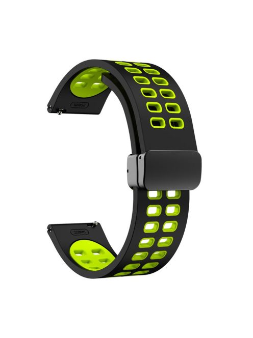 Silicone Watch Band for Garmin Forerunner 265 / Honor Watch GS 3i , 22mm Dual-color Magnetic Strap with Black Folding Buckle - Black+Fluorescent Green