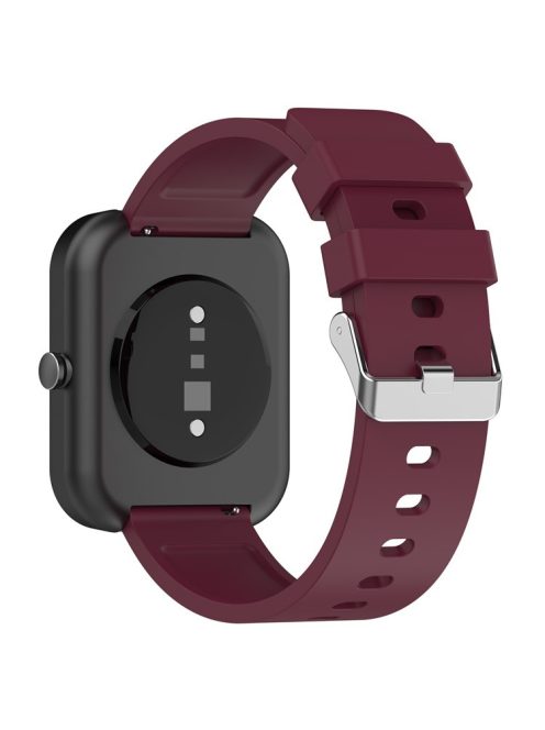 Silicone Watch Band for Garmin Venu / Venu 2 Plus / Venu Sq / Venu Sq 2 , 20mm Watch Strap with Silver Stainless Steel Buckle - Wine Red