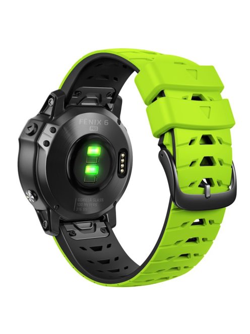 Silicone Watch Band for Huami Amazfit Falcon / Garmin Forerunner 965 / 955 , Trapezoid Holes Quick Release Watch Strap - Green / Black