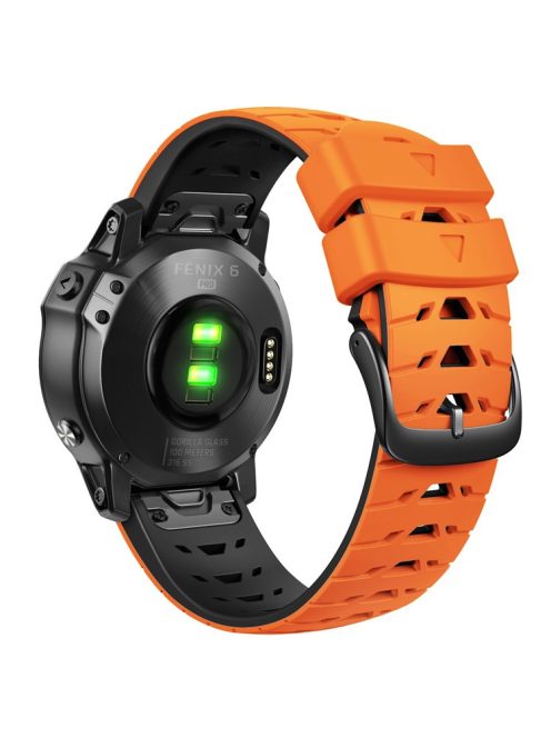 Silicone Watch Band for Huami Amazfit Falcon / Garmin Forerunner 965 / 955 , Trapezoid Holes Quick Release Watch Strap - Orange / Black