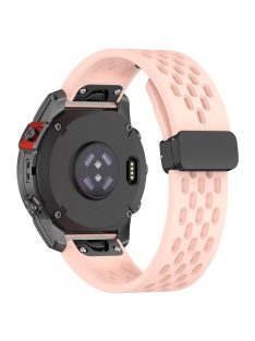   Silicone Watch Bands for Garmin Fenix 7X Pro / 7X , 26mm Quick Release Multi-Hole Wrist Strap with Folding Buckle - Light Pink