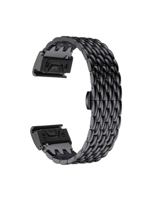 Stainless Steel Bracelet Dragon Vein Woven Watch Band with Buckle for Garmin Fenix 5X 26mm - Black