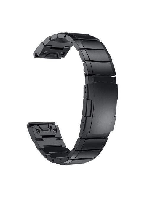 Stainless Steel Bracelet Link Chain Watch Band with Quick Fit Push Buckle for Garmin Fenix 5 195mm - Black